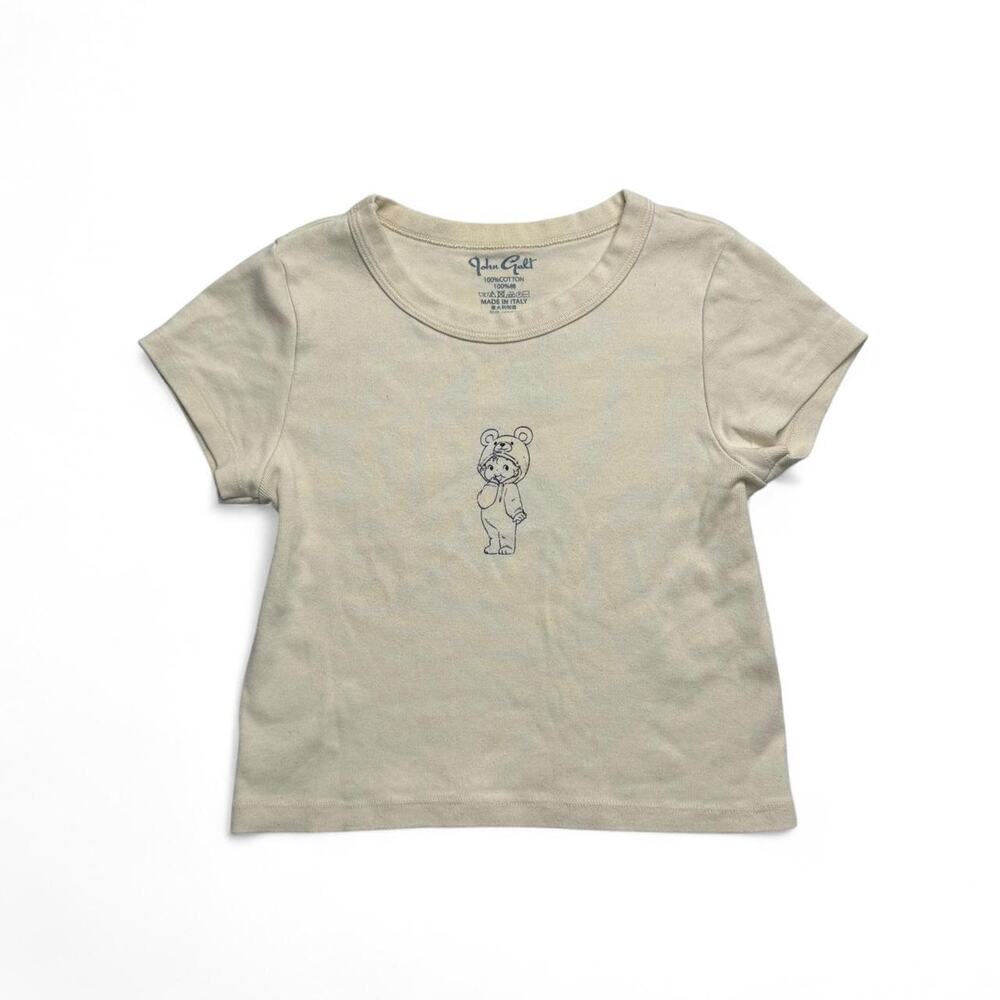 Brandy Melville White Baby Tee Cute Soft Girl Coquette Casual cotton one size
